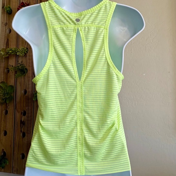 Zella Neon Yellow‎ Striped Athletic Tank Top Racerback Workout XS - Picture 4 of 8